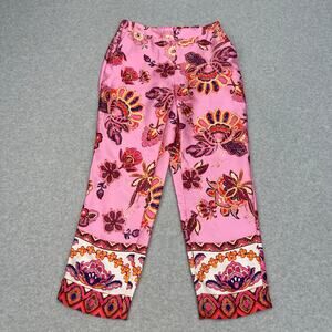 Magaschoni Pants WMNS XS Pink Floral Print Boho Lounge Style G401107 Resort Wear